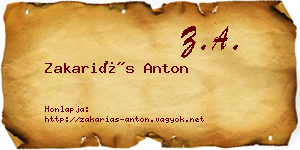 Zakariás Anton névjegykártya